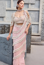 Load image into Gallery viewer, Blush Pink Pearl Tassel sari