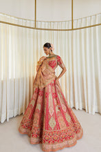 Load image into Gallery viewer, Jodha - Cherry Blossom Glow Raw Silk Zardosi Bridal Lehenga Set