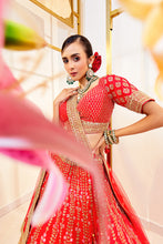 Load image into Gallery viewer, Diksha D21 - Allure red Raw Silk Zardosi Bridal Lehenga Set