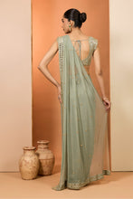 Load image into Gallery viewer, Green organza saree