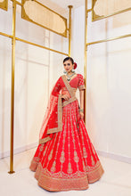 Load image into Gallery viewer, Diksha D21 - Allure red Raw Silk Zardosi Bridal Lehenga Set