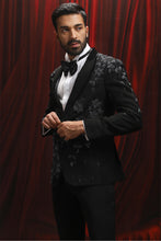 Load image into Gallery viewer, Black Velvet 3d Star Embroidered Tuxedo
