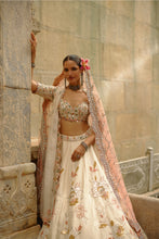 Load image into Gallery viewer, Cream Raw Silk Gota Lehenga Set