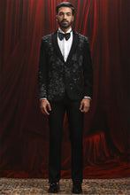 Load image into Gallery viewer, Black Velvet 3d Star Embroidered Tuxedo