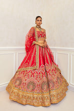 Load image into Gallery viewer, Ma- Ma- Mia Lehenga - Red Raw Silk Zardosi Bridal Lehenga Set