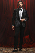 Load image into Gallery viewer, Black Velvet Blazer with 3D Metal Embellishments