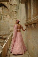 Load image into Gallery viewer, Pink Net Lehenga Set