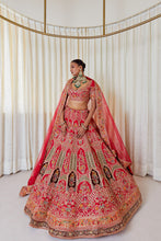 Load image into Gallery viewer, Khushnuma - Red Raw Silk Zardosi Bridal Lehenga Set