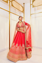 Load image into Gallery viewer, Diksha D 20 - Carmine Charm Red Raw Silk Zardosi Bridal Lehenga Set