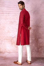 Load image into Gallery viewer, Red Radiance: Chanderi Silk Kurta with Resham and Sequins, Cross Stitch Embroidery