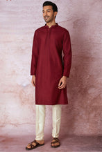Load image into Gallery viewer, Maroon Elegance: All Over Embroidered Resham Kurta with Floral Motifs