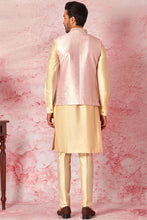 Load image into Gallery viewer, Pink Raw Silk Bundi with Cotton Silk Kurta Set