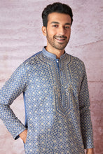 Load image into Gallery viewer, Blue Haze Beauty Tussar Silk Kurta with Resham, Sequin, and Lurex Embroidery