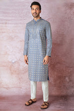 Load image into Gallery viewer, Blue Haze Beauty Tussar Silk Kurta with Resham, Sequin, and Lurex Embroidery