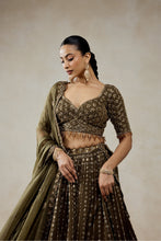 Load image into Gallery viewer, Mehendi Green Lehenga Set