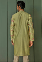 Load image into Gallery viewer, Olive Abstract Sequins Dream Chanderi Silk Kurta