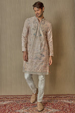 Load image into Gallery viewer, Peach Floral Extravaganza Chanderi Silk Kurta