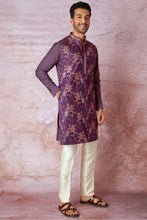 Load image into Gallery viewer, Royal Purple Cross-Stitch Elegance Chanderi Silk Kurta