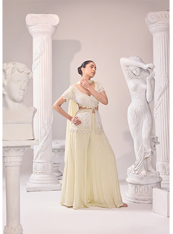 Samara Peplum Vest - Pearl