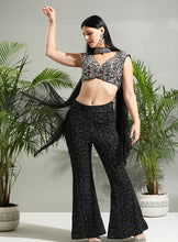 Load image into Gallery viewer, Black Thread and Mirror hand embroidered Palazzo set