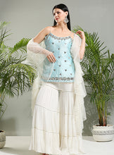 Load image into Gallery viewer, Powder Blue and Ivory sharara set