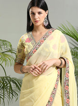 Load image into Gallery viewer, Yellow saree with floral blouse