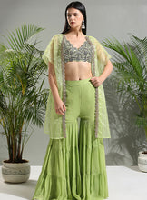 Load image into Gallery viewer, Olive Green Sharara set