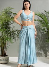 Load image into Gallery viewer, Grey top and skirt set with Fuchsia Jacket