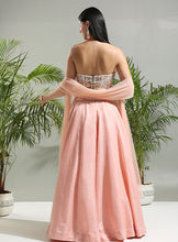 Load image into Gallery viewer, Peach and Ivory Corset set