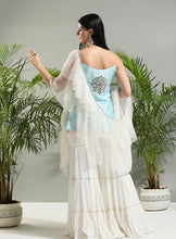 Load image into Gallery viewer, Powder Blue and Ivory sharara set