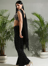 Load image into Gallery viewer, Black Thread and Mirror hand embroidered Palazzo set