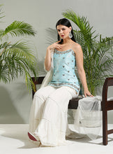 Load image into Gallery viewer, Powder Blue and Ivory sharara set