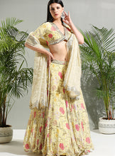 Load image into Gallery viewer, Yellow floral lehenga set