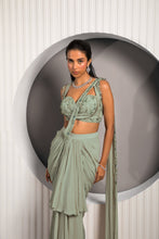 Load image into Gallery viewer, LIGHT OLIVE GREEN SAREE