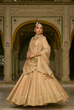 Load image into Gallery viewer, Aaliya - Dabka Zardozi Embroidered Raw Silk Gold Lehenga Set