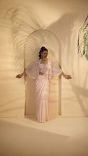 Load image into Gallery viewer, Baby pink pre-stitched drape saree with cape