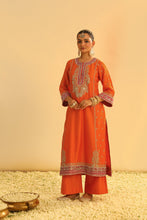 Load image into Gallery viewer, Mayra - Orange Long Kurta with Palazzo & Dupatta