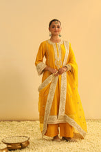 Load image into Gallery viewer, Asmira - Mustard Long Kurta with Palazzo & Dupatta