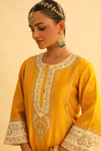 Load image into Gallery viewer, Asmira - Mustard Long Kurta with Palazzo & Dupatta