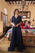 Load image into Gallery viewer, NAVY EMBROIDERD GOWN
