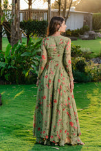 Load image into Gallery viewer, Pista Green Embroidered & Printed Anarkali Suit Set