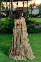 Load image into Gallery viewer, Pista Green Printed & Embroidered Lehenga Set