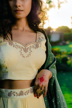 Load image into Gallery viewer, Forest Green Embroidered Drape Skirt Set