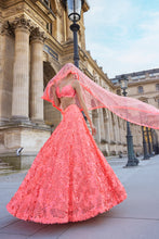 Load image into Gallery viewer, Neon Peach Sequin Lehenga Set