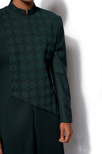 Load image into Gallery viewer, Forest Green Asymmetrical layered Long Jacket Set
