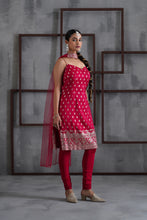 Load image into Gallery viewer, Fuchsia kurti, churidar and chhoker dupatta