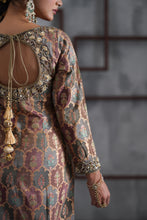 Load image into Gallery viewer, Brown brocade kurti, churidar and dupatta