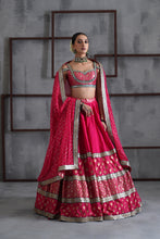 Load image into Gallery viewer, Hot pink brocade blouse, lehanga and dupatta