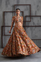 Load image into Gallery viewer, Mustard printed blouse, lehenga and dupatta