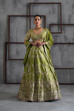 Load image into Gallery viewer, Green emboidered blouse, lehenga and dupatta